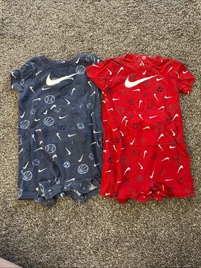 2 Nike Short-Sleeve Romper - Red & Blue 6 Month